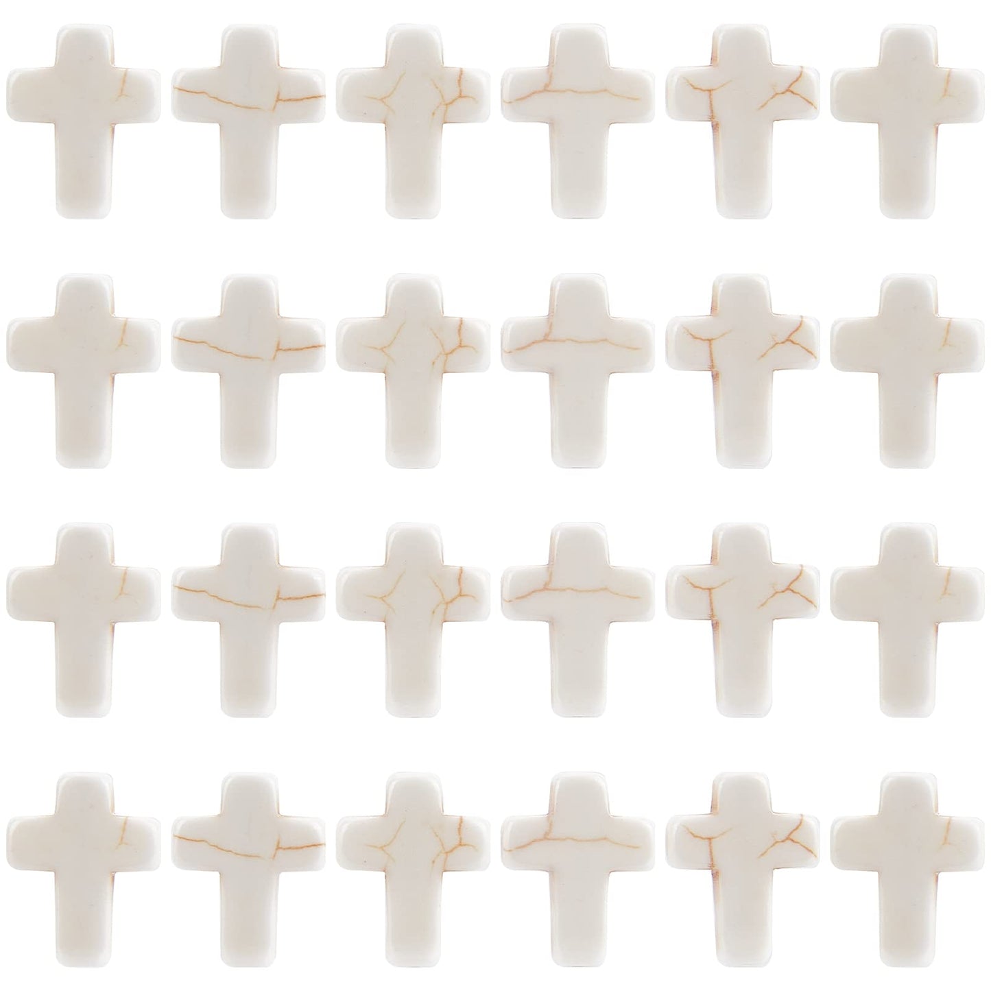 SUNNYCLUE 1 Box 90Pcs White Cross Beads Mini Small Synthetic Turquoise Stone Cross Bead Tiny Pocket Crosses Easter Holiday Crucifix Loose Spacer Beads for Jewelry Making Beading Supplies DIY Crafts