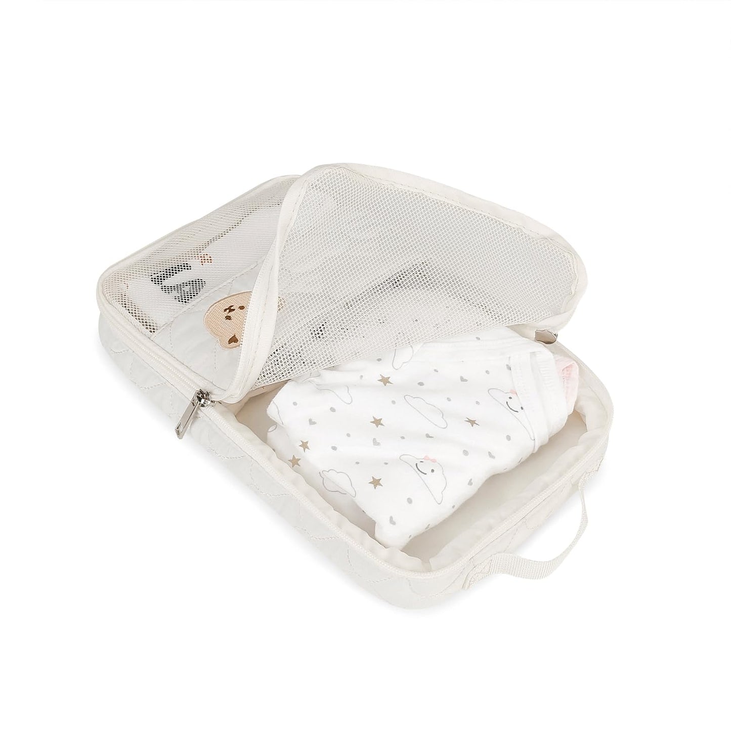 Baby Diaper Organizer - 2 Pack Waterproof Pouches, Mesh Bag, Reusable, Washable or Cloth Diapers (White)