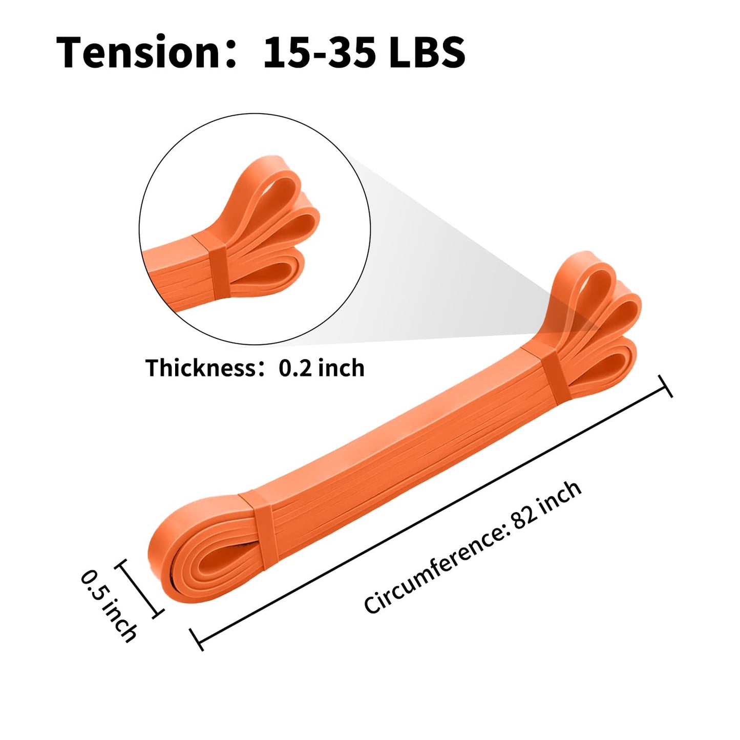 ROSAPOAR Resistance Band Pull up Band Fitness Exercise Bands Natural Latex for Workout Body Stretch Powerlifting Band Fitness Sport Training at Home/The Gym - Light Orange