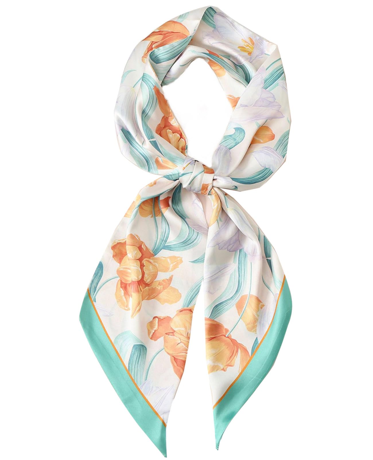 Clysoru Silk Neck Scarf Printed Scarves Head Women'S Fashion Oblique Angle Satin Scarfs For Bag Hair 59” X 5.9”