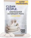 The Clean People Dishwasher Detergent Pods | Cuts Grease and Rinses Sparkling Clean | Residue-Free | Lemon, 120 Pack
