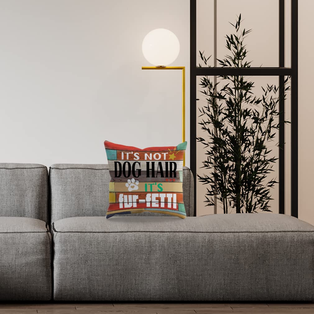 BXFAHZJ Funny It’s Not Dog Hair It’s Fur-fetti Throw Pillow Cover Pillowcase Dog Theme 18x18 Inch Decor for Sofa Bed Couch,Dog Lovers Dog Owners Dog Mom Gifts