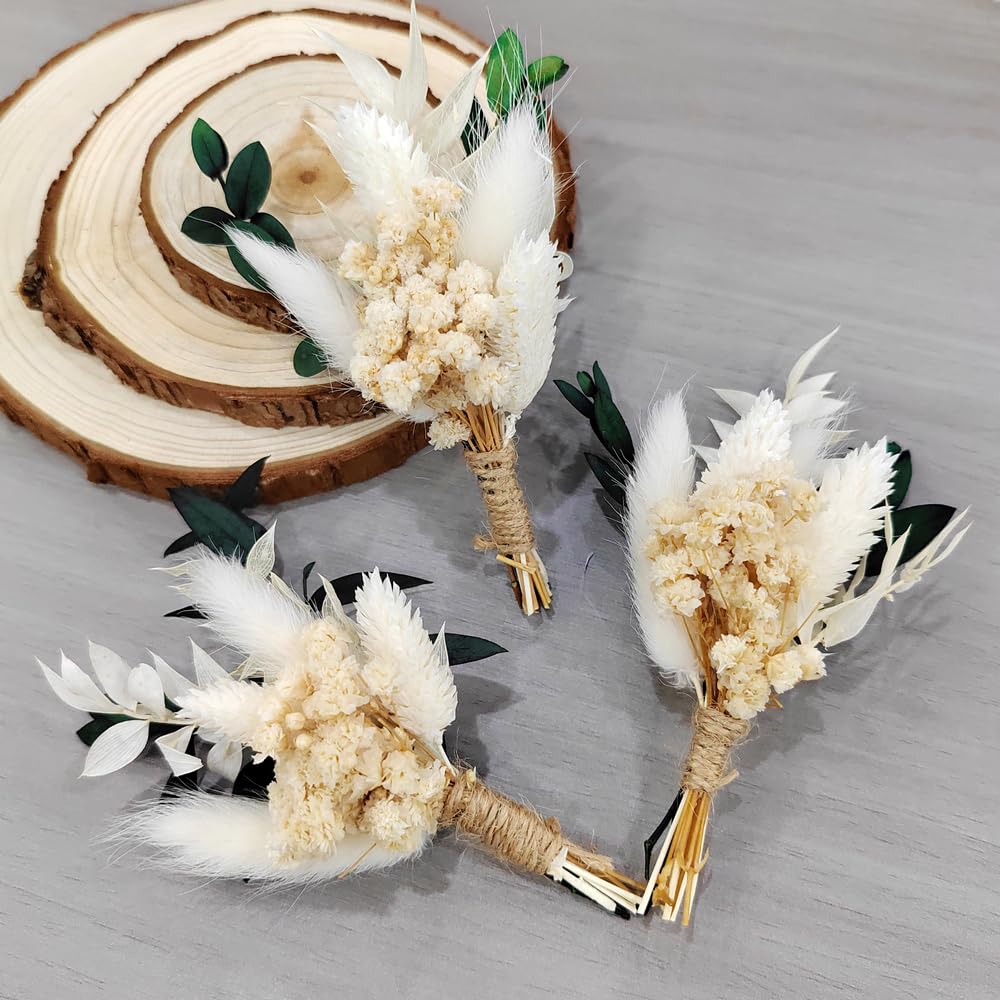 8Pcs Mini Pampas Decorative Dried Flowers Bouquet Preserve Floral for Wedding Home Decoration Christmas Halloween