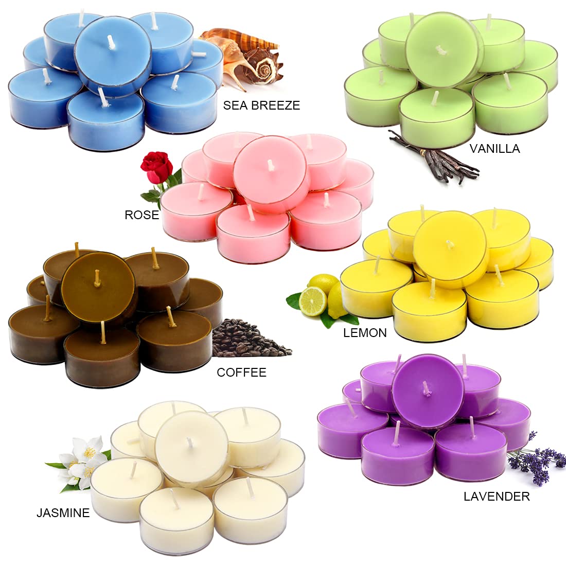 DEYBBY Natural Scented Soy Wax Tealight Candles Bulk, Jasmine Aromatherapy Luxury Tea Candle Set of 36-4 Hour Burning Great Gift for Valentine's Day