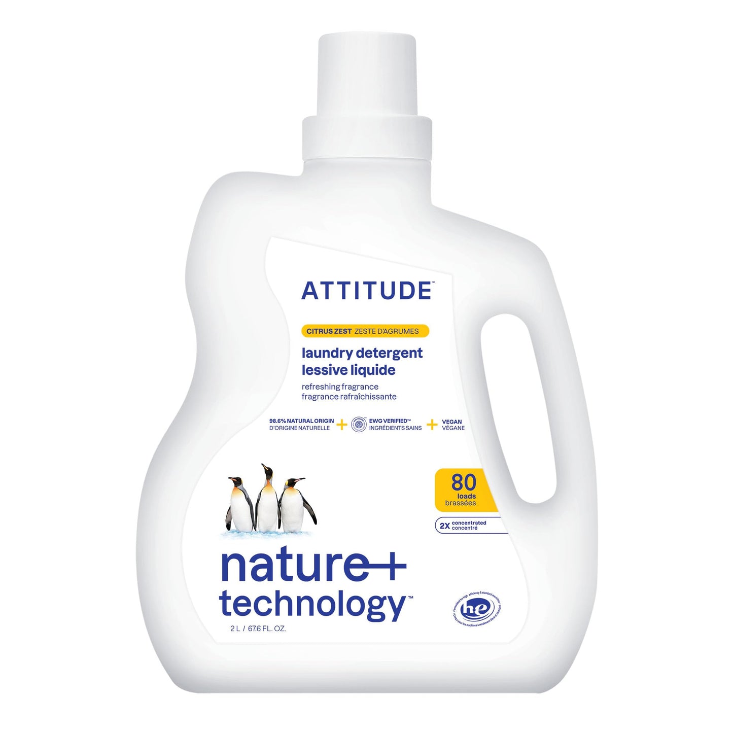 ATTITUDE Liquid Laundry Detergent, EWG Verified, HE Compatible, Plant-Based & Vegan, Natural Laundry Soap, Wildflowers, 80 Loads, 67.6 Fl Oz