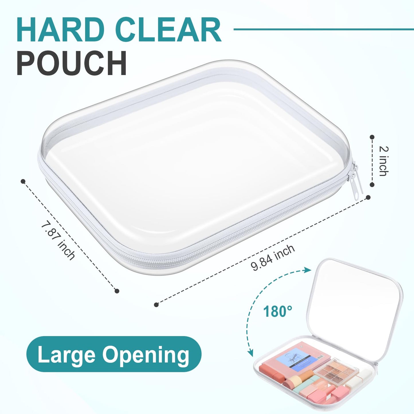 Sanwuta 10 Pcs Hard Zipper Case Clear Hard Pouches Plastic Zipper Pencil Box Toy Storage Bins Portable Plastic Containers for Travel Toiletry Office Cosmetic Blocks Puzzles Organizer(Clear,M)