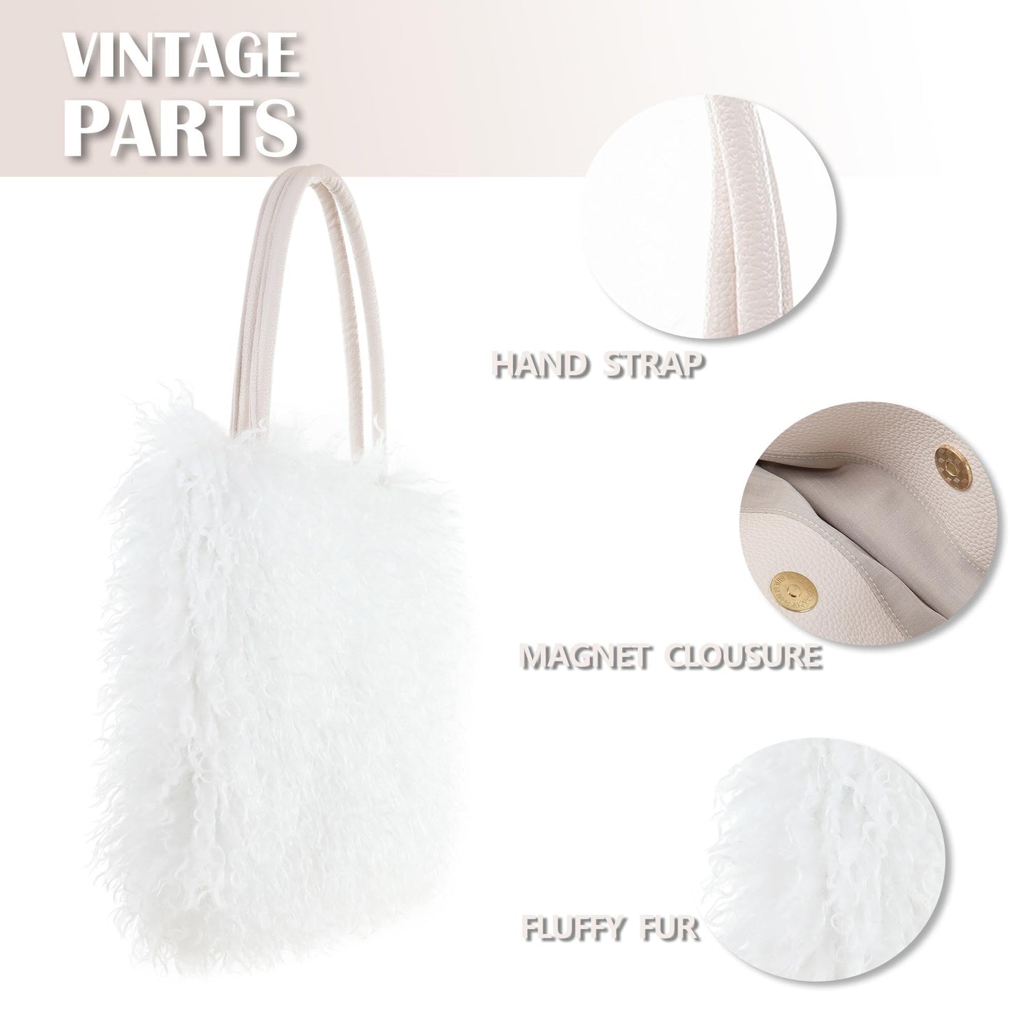 Women's Fuzzy Tote Bag Curly Handbag Furry Shoulder Bag Large Top Handle Purses Winter