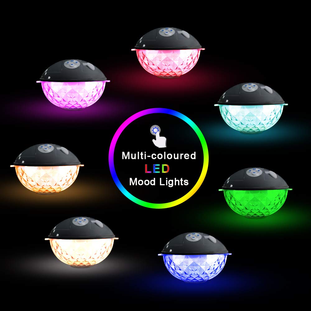 Floating Pool Speakers with Colorful Lights, IP68 Waterproof Bluetooth Speaker for Pool, Crystal Clear Sound Hot Tub Speaker for Pool, Spa and Outdoor