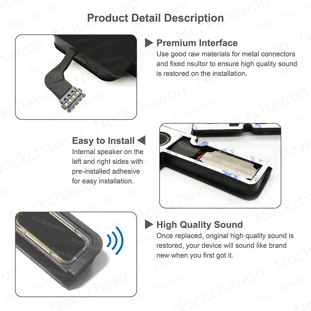 Nockchawon Right and Left Internal Speaker Replacement for MacBook Pro 15" A1707 2016 2017 A1990 2018 2019 Loudspeaker Subwoofer Retina with Touch Bar(1 Pairs)