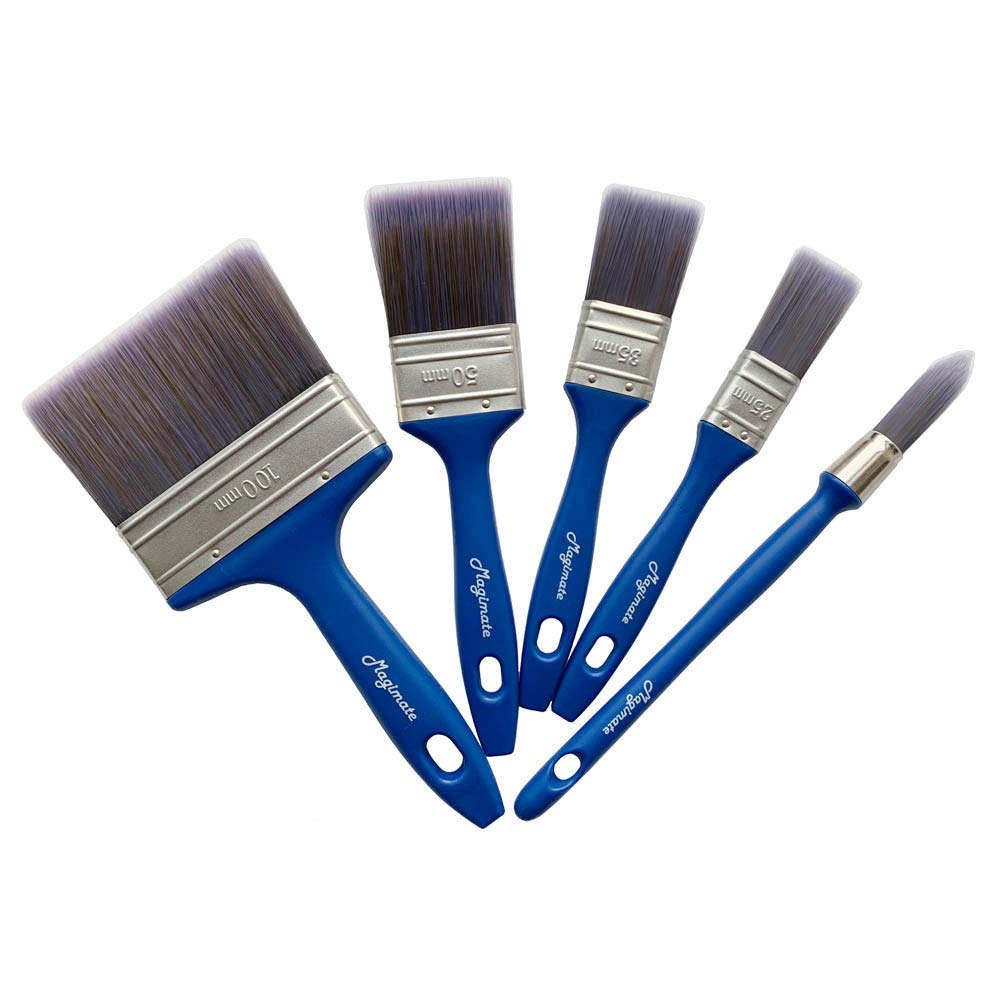 Magimate Paint Brush Set, Painters Professional Painting Brushes with an Elegance Tapered Trim Brush for Walls, Cabinets, Pack of 5