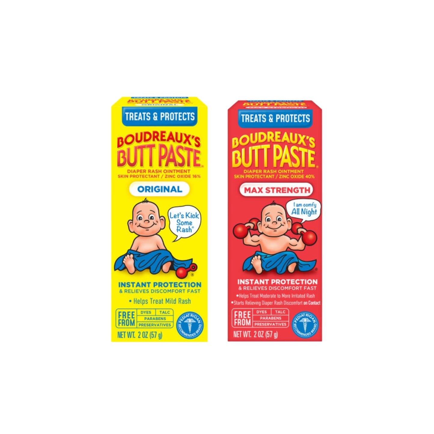 Boudreaux's Butt Paste Butt Paste Diaper Rash Ointment, Variety Pack, Original & Maximum Strength (2oz, 2 of each)