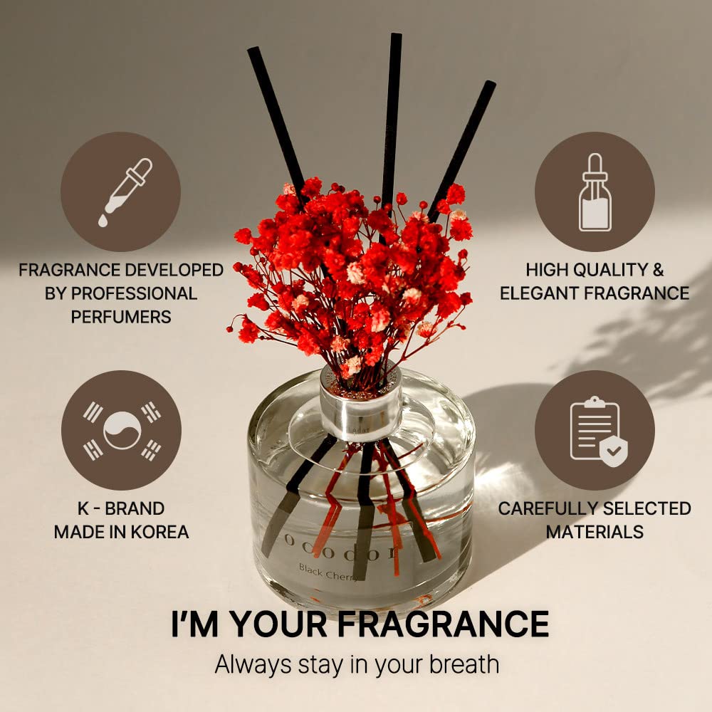 COCODOR Flower Reed Diffuser Set / 6.7oz / Lovely Peony/Scent Diffuser with Sticks Home Fragrance Reed Diffuser for Bathroom Shelf Decor