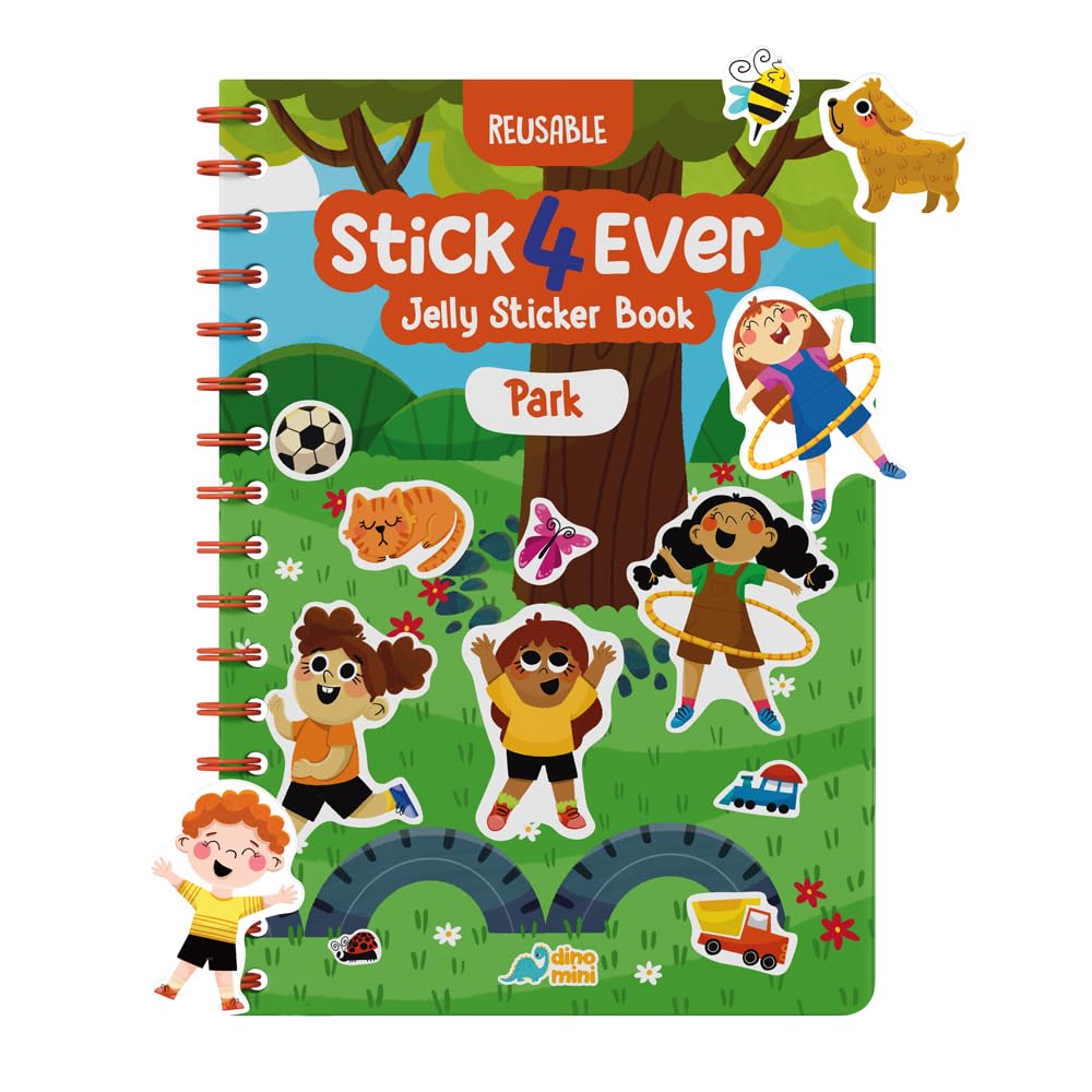 Stick4Ever Jelly Sticker Book - for Kids - Waterproof, Easy to Clean Jelly Stickers for Kids - Reusable Sticker Book for Toddlers with 50 Pcs of Reusable Stickers (Park)