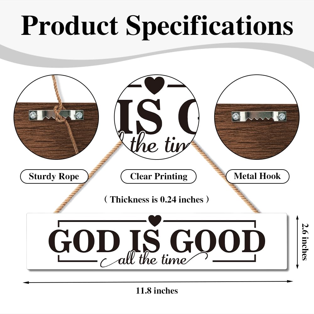 Gkodw God Is Good All the Time Wooden Hanging Plaque, Funny Wood Sign for Home Farmhouse Living Room, Christian Home Decor, Housewarming Gifts for Family, Religious Wall Decor Sign