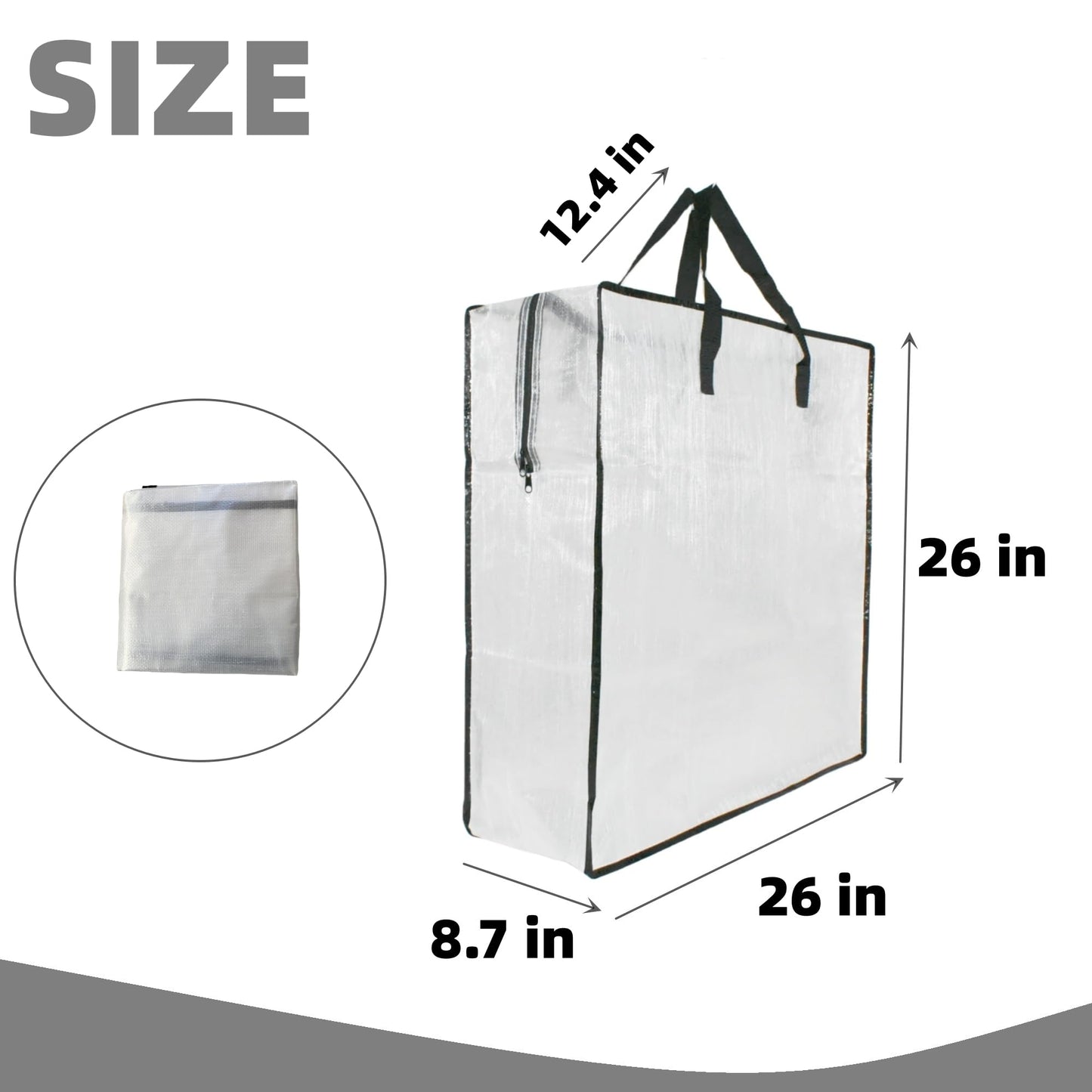 3 Pack Clear Storage Bags with Zipper and Handles, Blanket Bags For Closet Storage, Moving and Packing Supplies for College, Underbed Storage Organizer for Clothes Pillow Bedding Christmas Wreath