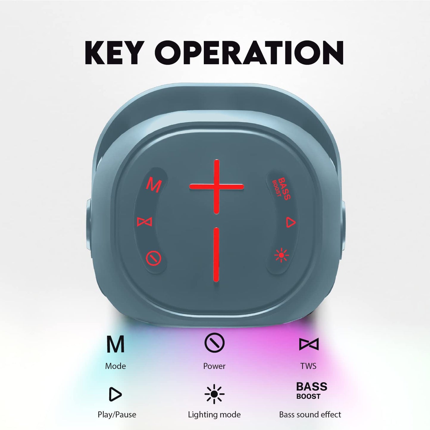 Starument MS-PB55 Party Speaker - Wireless Portable Speaker with Loud HiFi Sound, LED Lights, Cool Unique Design - IPX5 Waterproof, Rechargeable 3600mAh Battery - Compact Home & Outdoor Travel Speaker