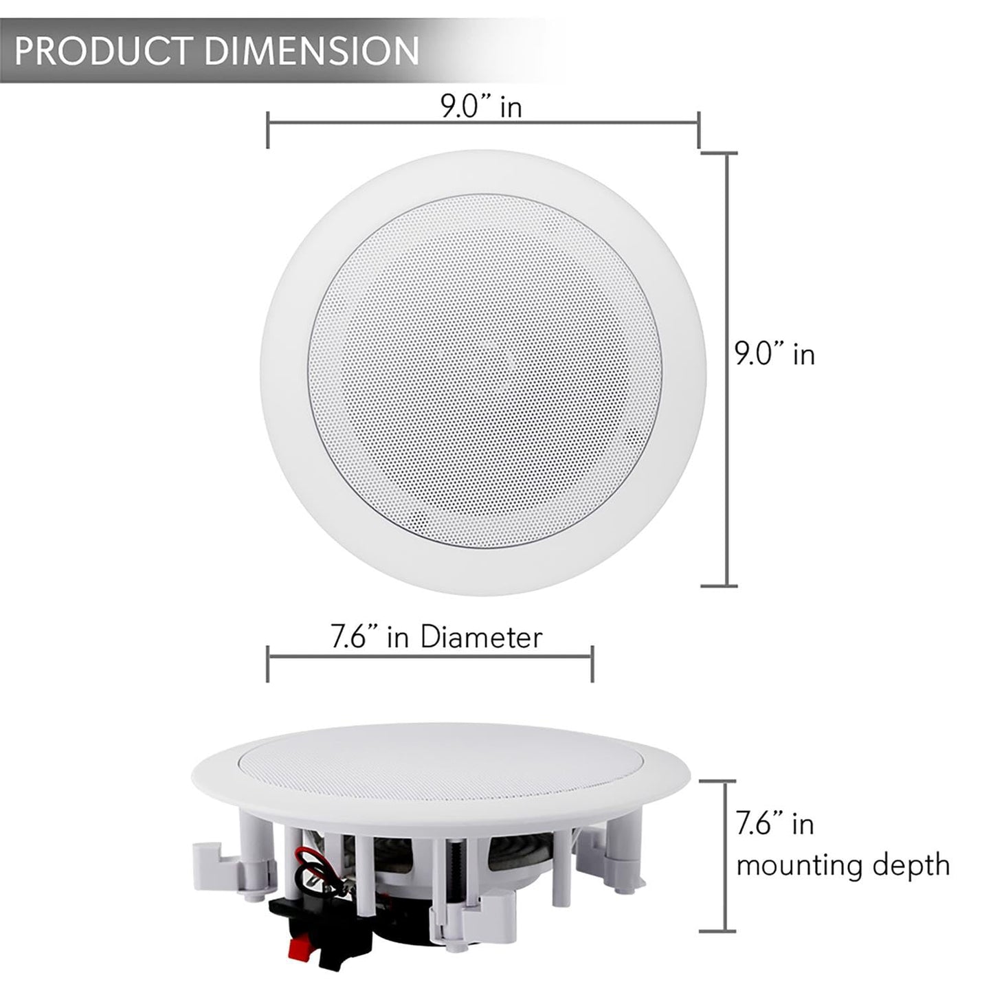 Pyle 6.5” Pair Bluetooth Flush Mount In-wall In-ceiling 2-Way Speaker System Quick Connections Changeable Round/Square Grill Polypropylene Cone & Polymer Tweeter Stereo Sound 150 Watt (PDICBT652RD)