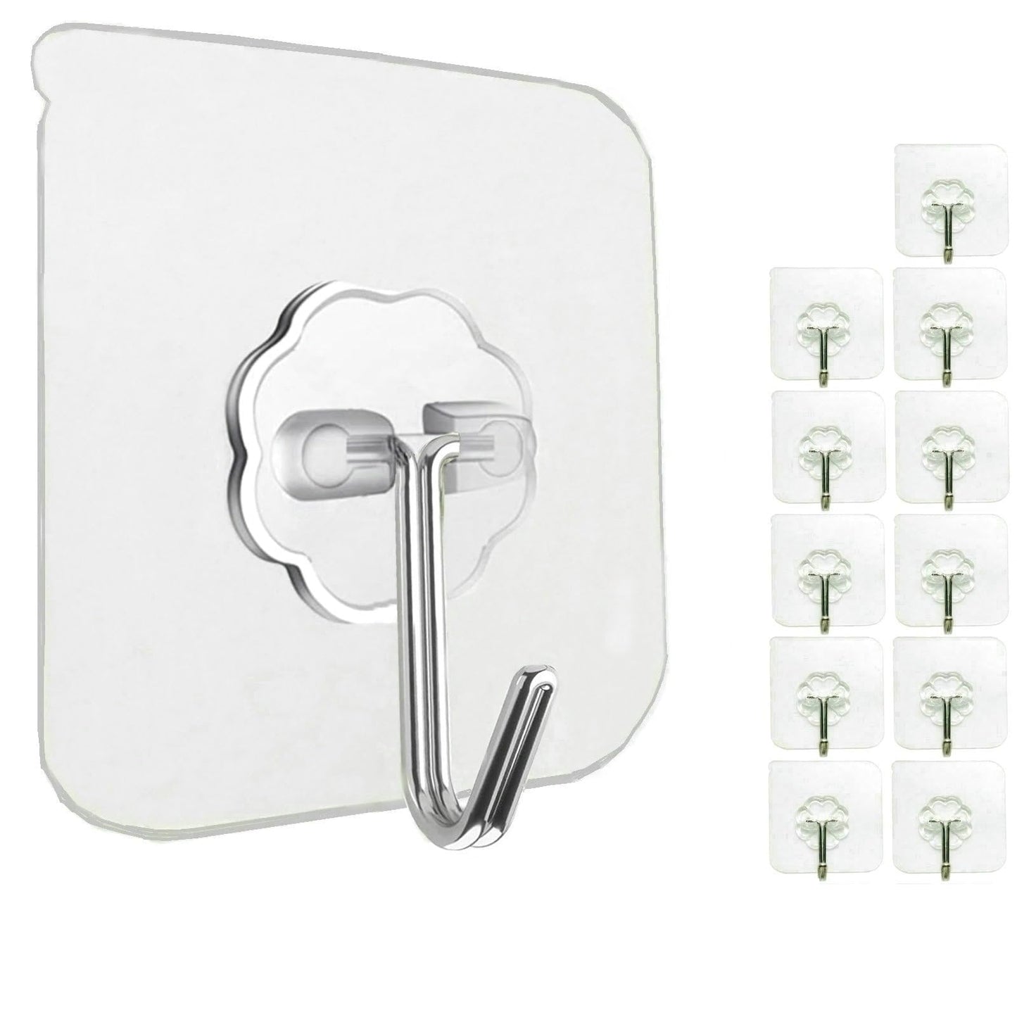 24 Pack Heavy Duty Self Adhesive Hooks - 33lb Max, Transparent, Waterproof, Sticky Wall Hooks for Keys, Bathroom, Shower, Outdoor, Kitchen, Door, Home Improvement, Utility