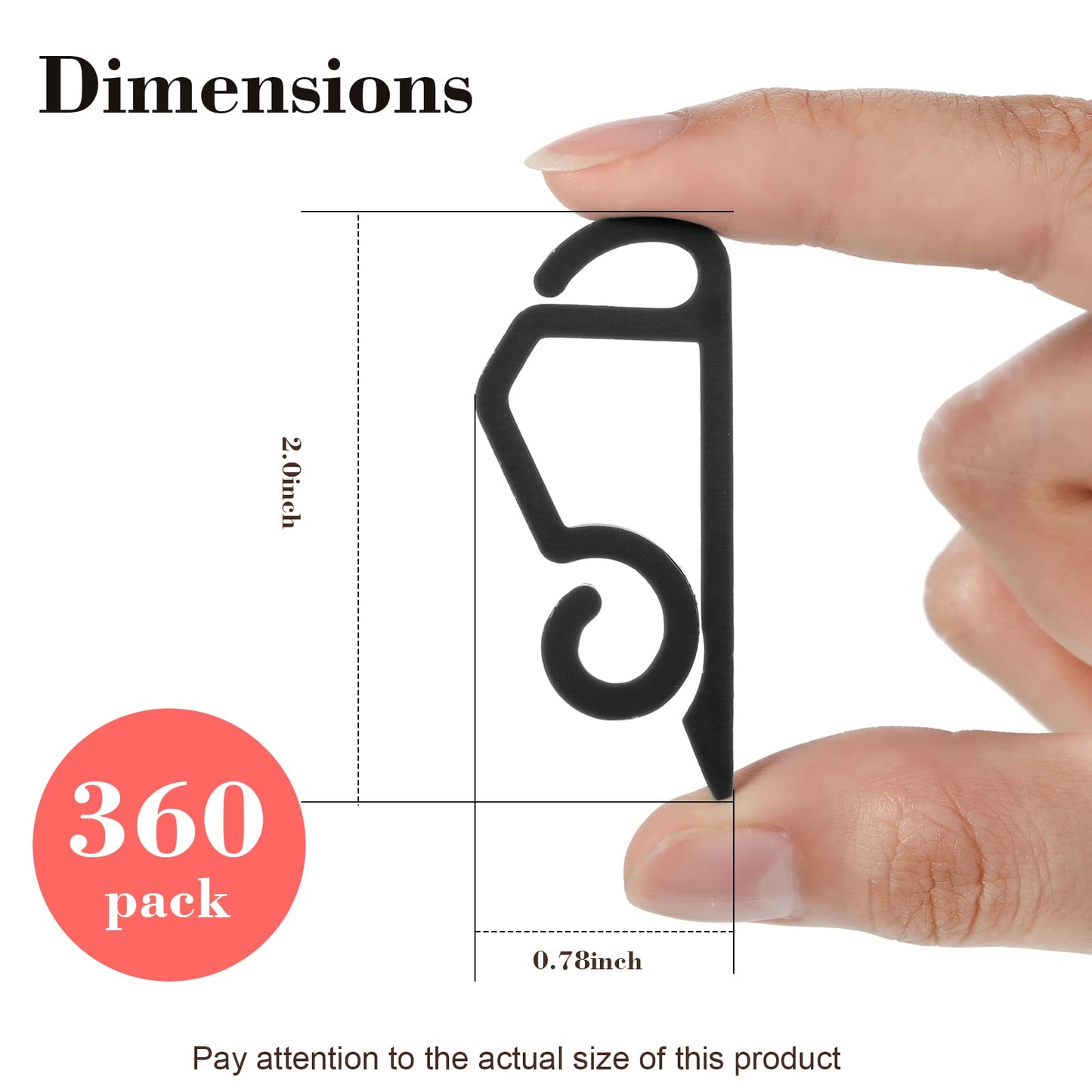 Marsui Christmas Light Clips Outdoor Gutter Hooks Plastic Seasonal Weatherproof Clips Holiday Fence Hooks for Christmas Roof Tree Outside Hanging String Lights(Black,360 Pieces)