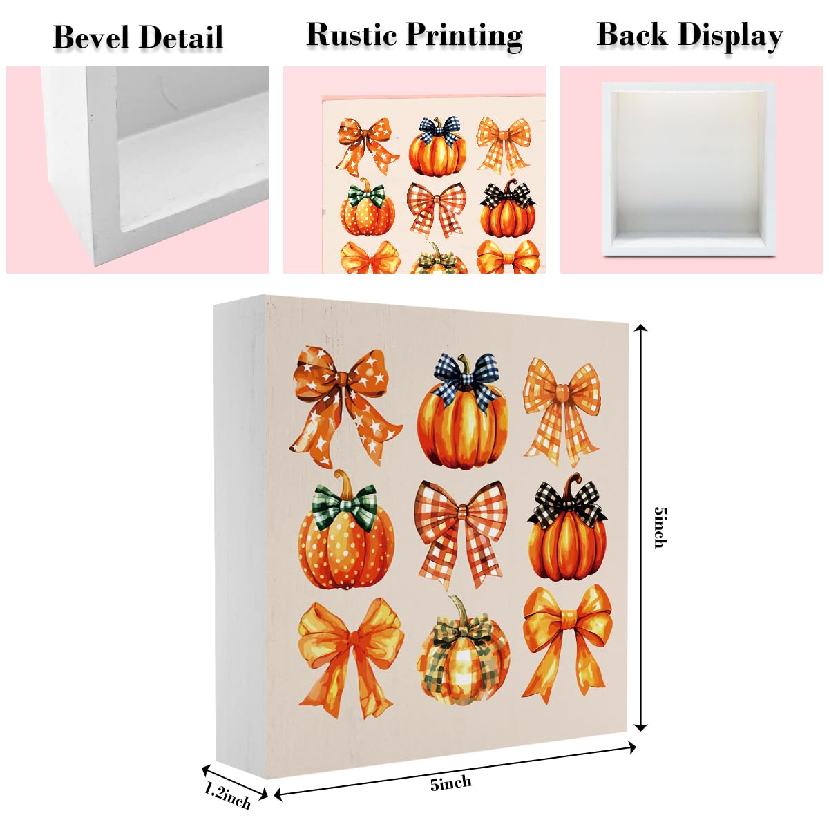 Cute Fall Decor Pumpkin Bow Fall Decorations for Home Office Autumn Thanksgiving Decor Funny Autumn Pumpkin Decorations for Desk Table 5 x 5 inches