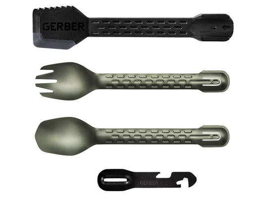 Gerber Gear ComplEAT Camping Utensils Set for Outdoor Cooking, Camping Cutlery with Fork, Spoon, Tongs, Spatula and Multi-Functional Tool, Burnt Bronze