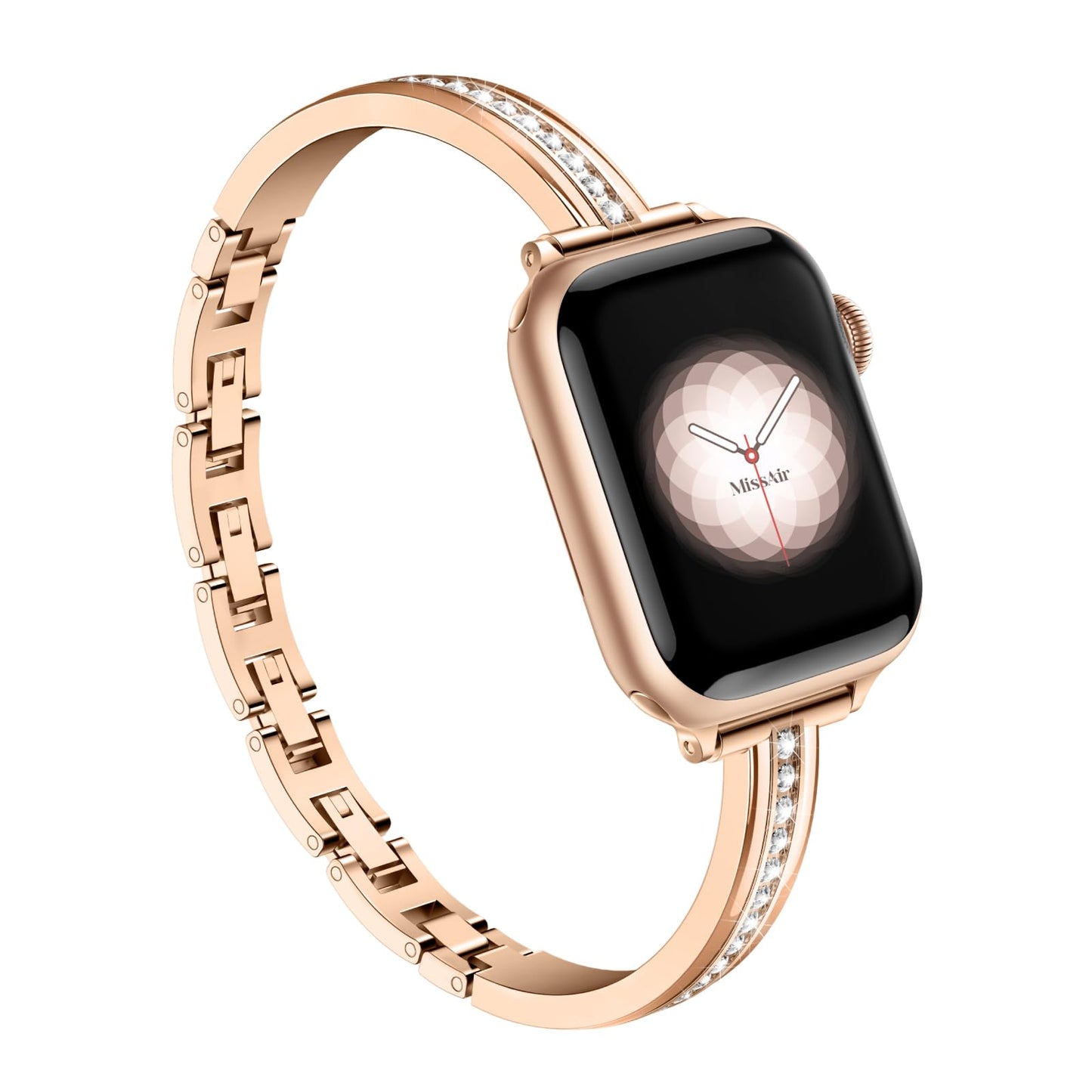 Missair Bands Compatible with Apple Watch Band 38mm 40mm 41mm 42mm 44mm 45mm 46mm 49mm for Women, Slim Metal Dressy Jewelry Bracelet with Bling Diamond for iWatch Series 10 9 8 7 6 5 4 3 SE Ultra