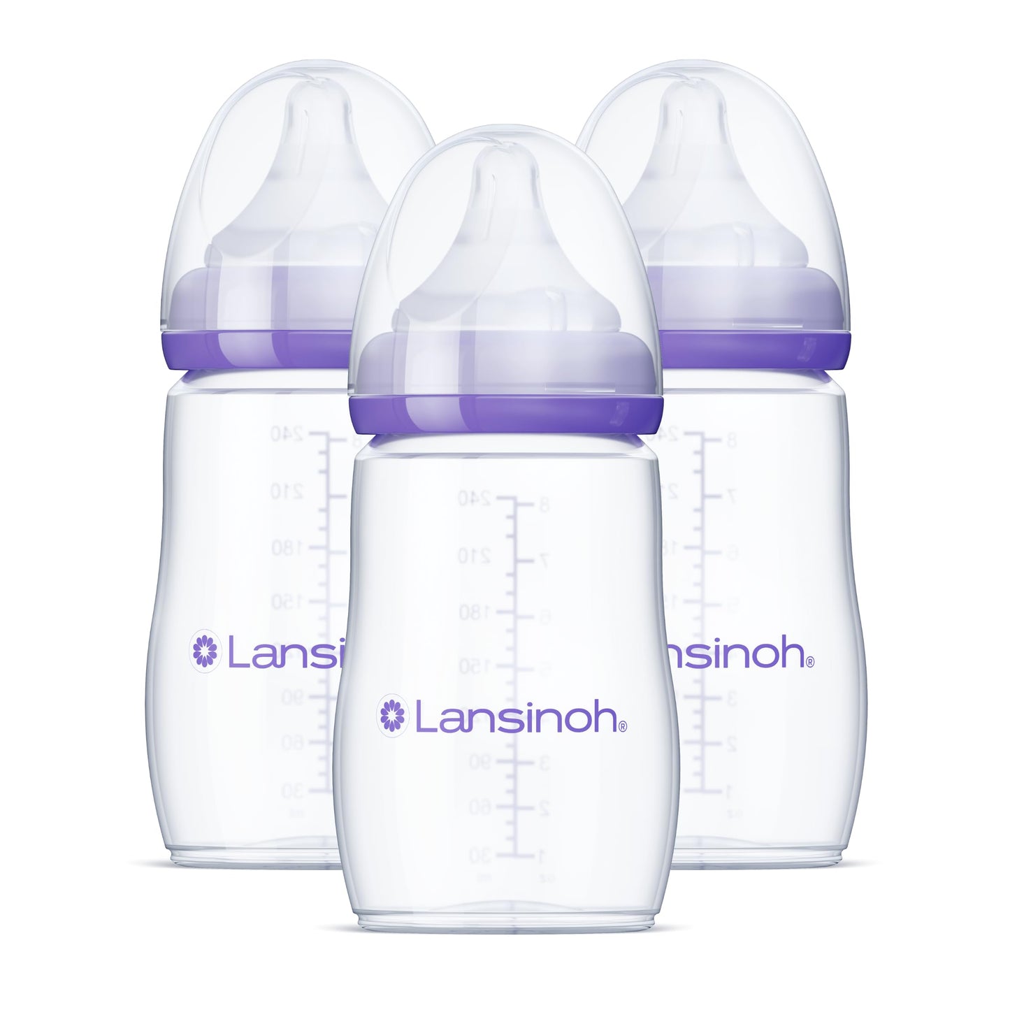 Lansinoh Anti-Colic Baby Bottles for Breastfeeding Babies, 5 Ounces, 3 Count, Includes 3 Slow Flow Nipples, Size S