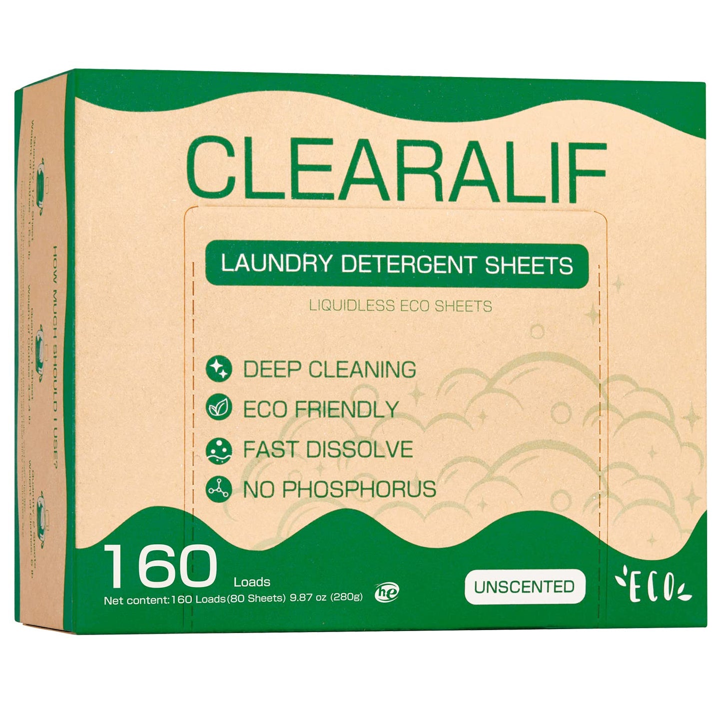CLEARALIF Laundry Detergent Sheets 80 Sheets (Up to 160 Loads), Lavender - Great For Apartments, Dorms,Eco Friendly