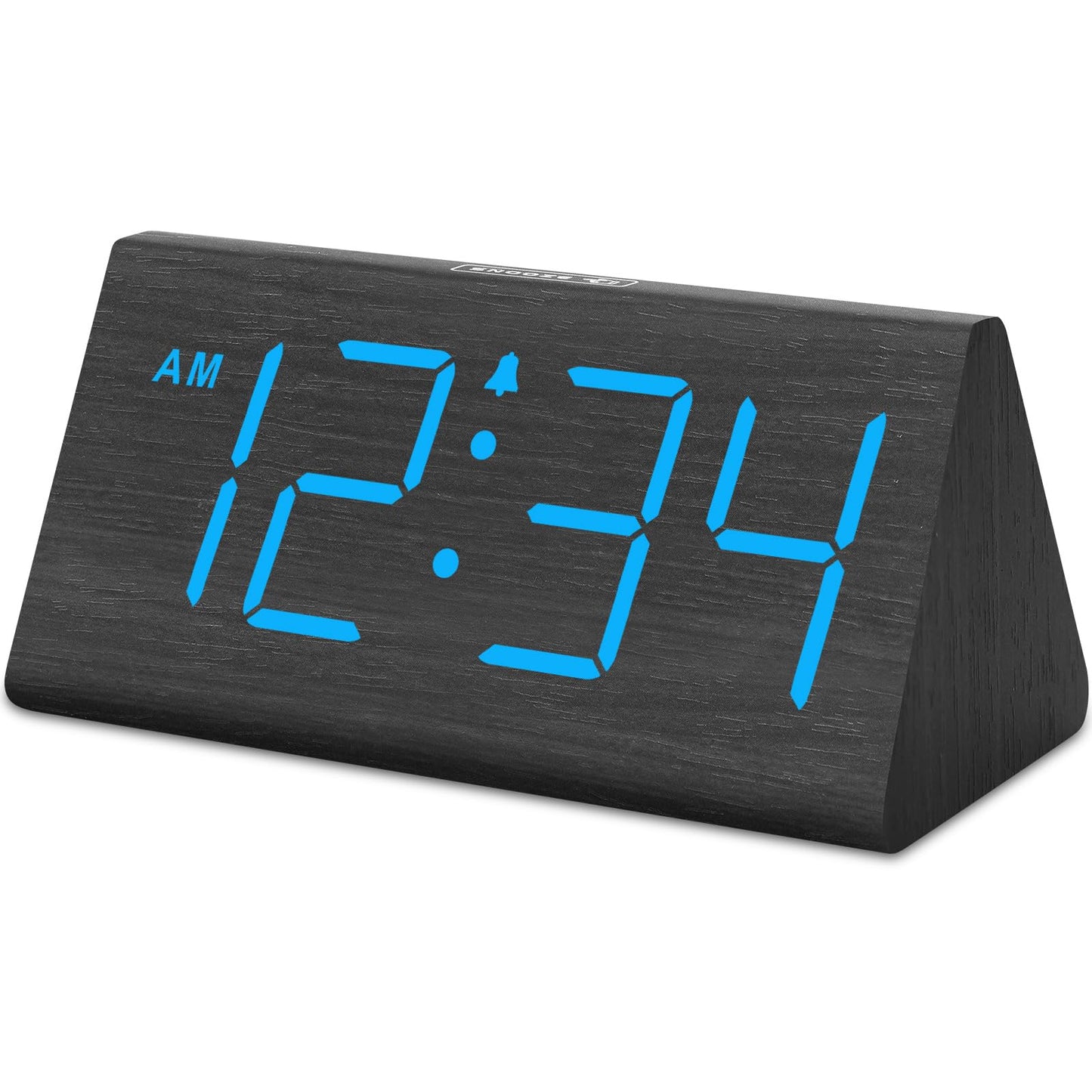 DreamSky Wooden Digital Alarm Clock for Bedroom - Living Room Desk Clock with Large Numbers, Bedside Nightstand Clock with USB Port, Adjustable Volume, Dimmer, DST, Office Wood Décor, Adapter Powered