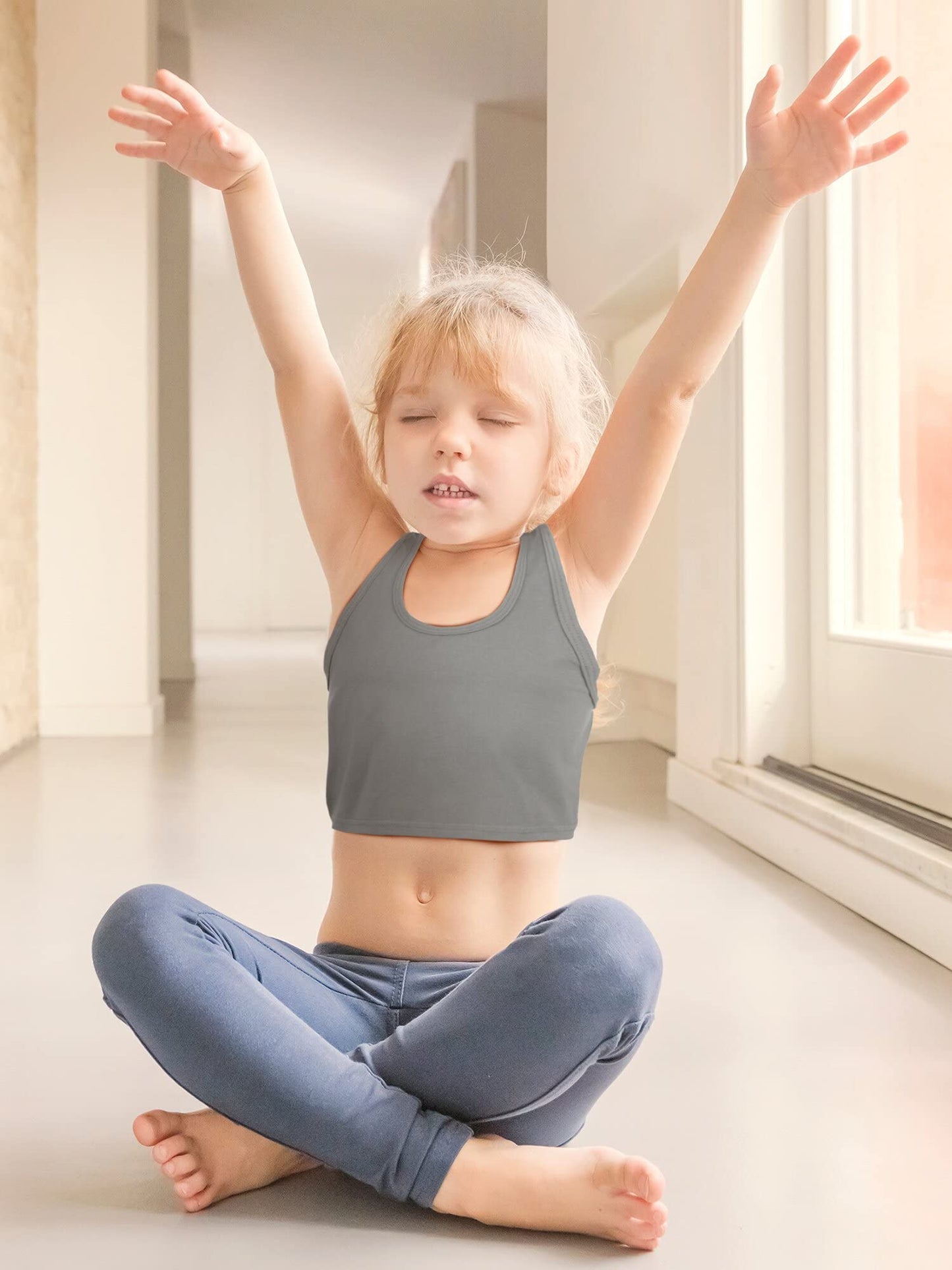 Geyoga 6 Pieces Girls Dance Tank Top Racerback Crop Top Sleeveless Dance Outfit for Ballet Hip Hop Athletic Wear