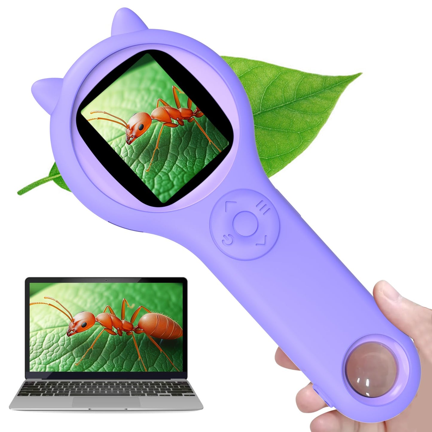 Handheld Digital Microscope for Kids Adults,Magnifying Glass with Light Portable Coin Microscope with Photo & Video Function, 2" IPS Screen,200w Pixel, 500x Magnification,Compatible with PC