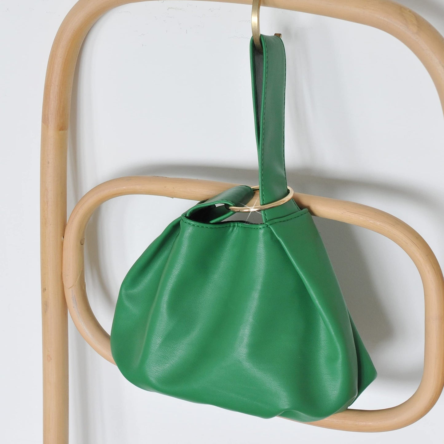 Women's Clutch Soft Vegan Leather Hobo Top Handle Bag Small Tote Purse (Green)