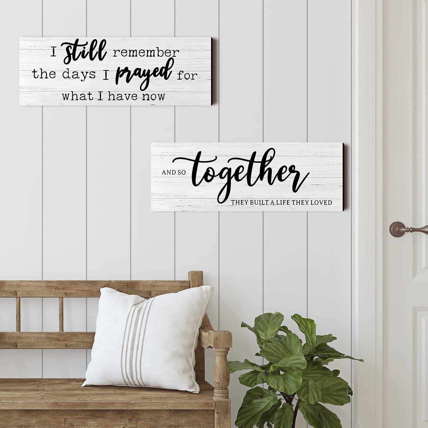 I Still Remember The Days I Prayed Modern Farmhouse Decor Rustic Wood Sign and So Together They Built a Life They Loved Rustic Wood Family Wooden Plaque Signs for Women(White)