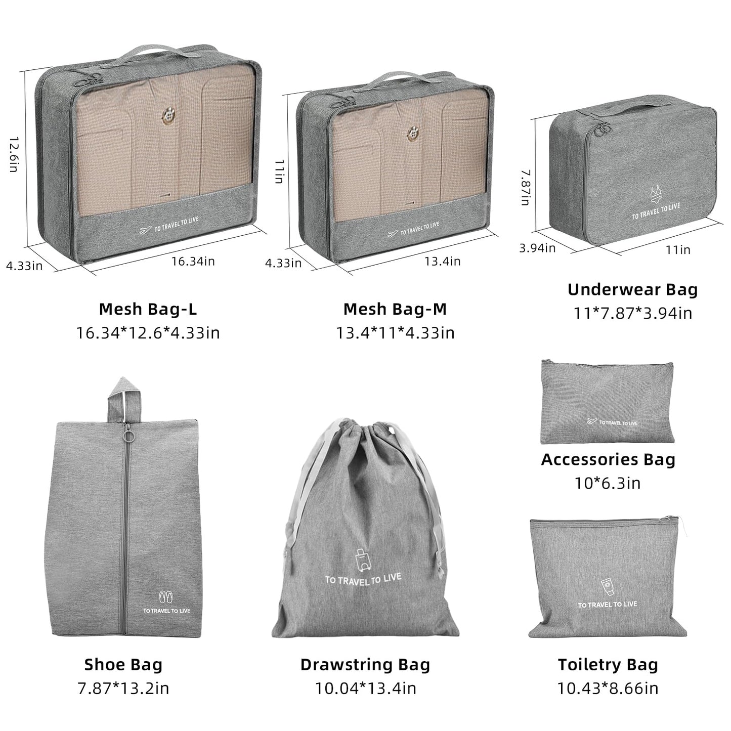 AQUAVOY Packing Cubes, 7 Set Packing Cubes for Travel, Suitcase Organizer Bags Set, Fabric Travel Cubes for Packing Luggage Organizers Bag, Traveling Organizer Bags for Luggage, Kids