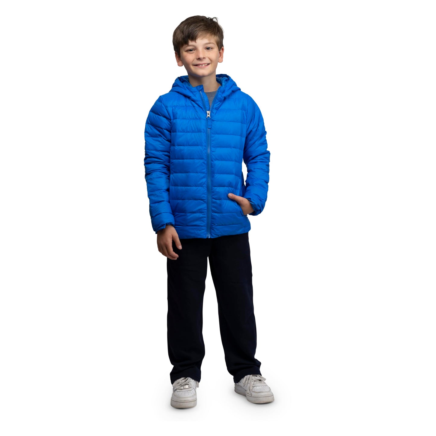Lands' End Kids Packable Hooded Down Puffer Jacket Coat, Nautical Blue, XX-Small