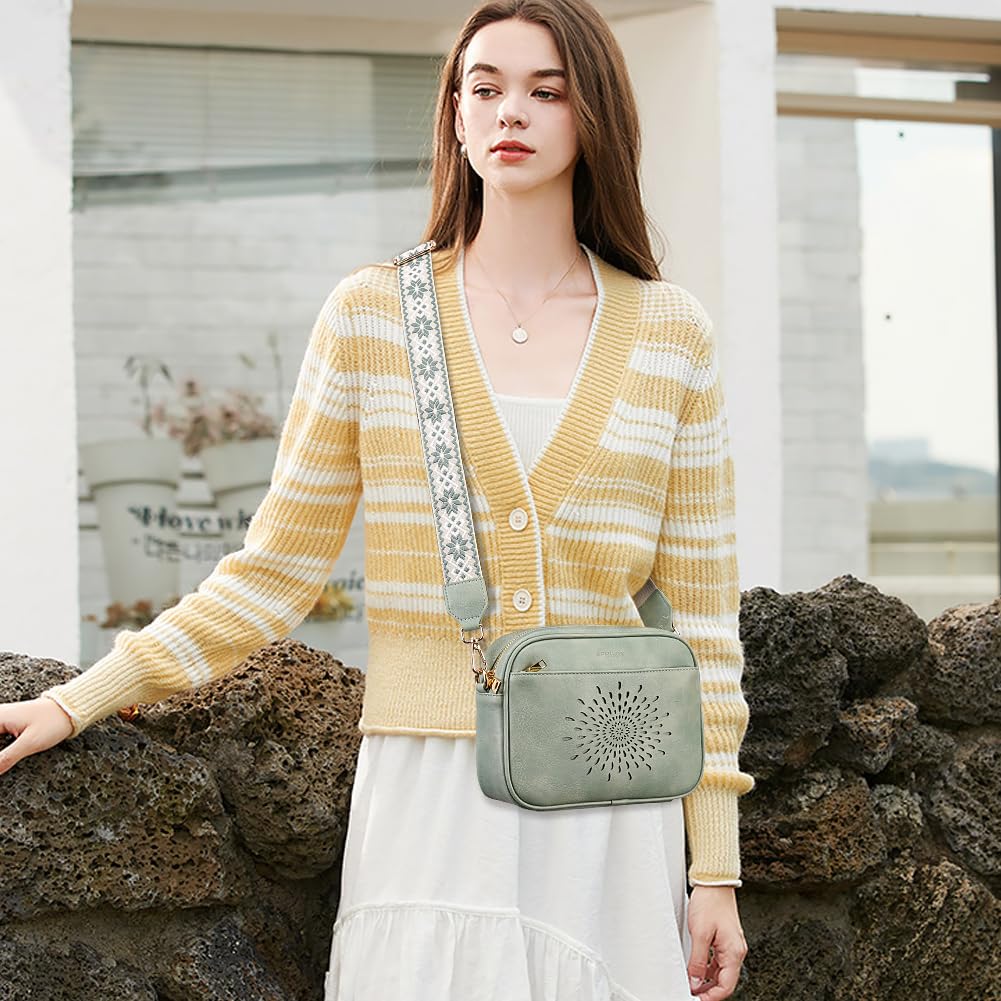 APHISON Crossbody Bags for Women Trendy,Vegan Leather Small Crossbody Purses Shoulder Handbags with Adjustable Strap Green