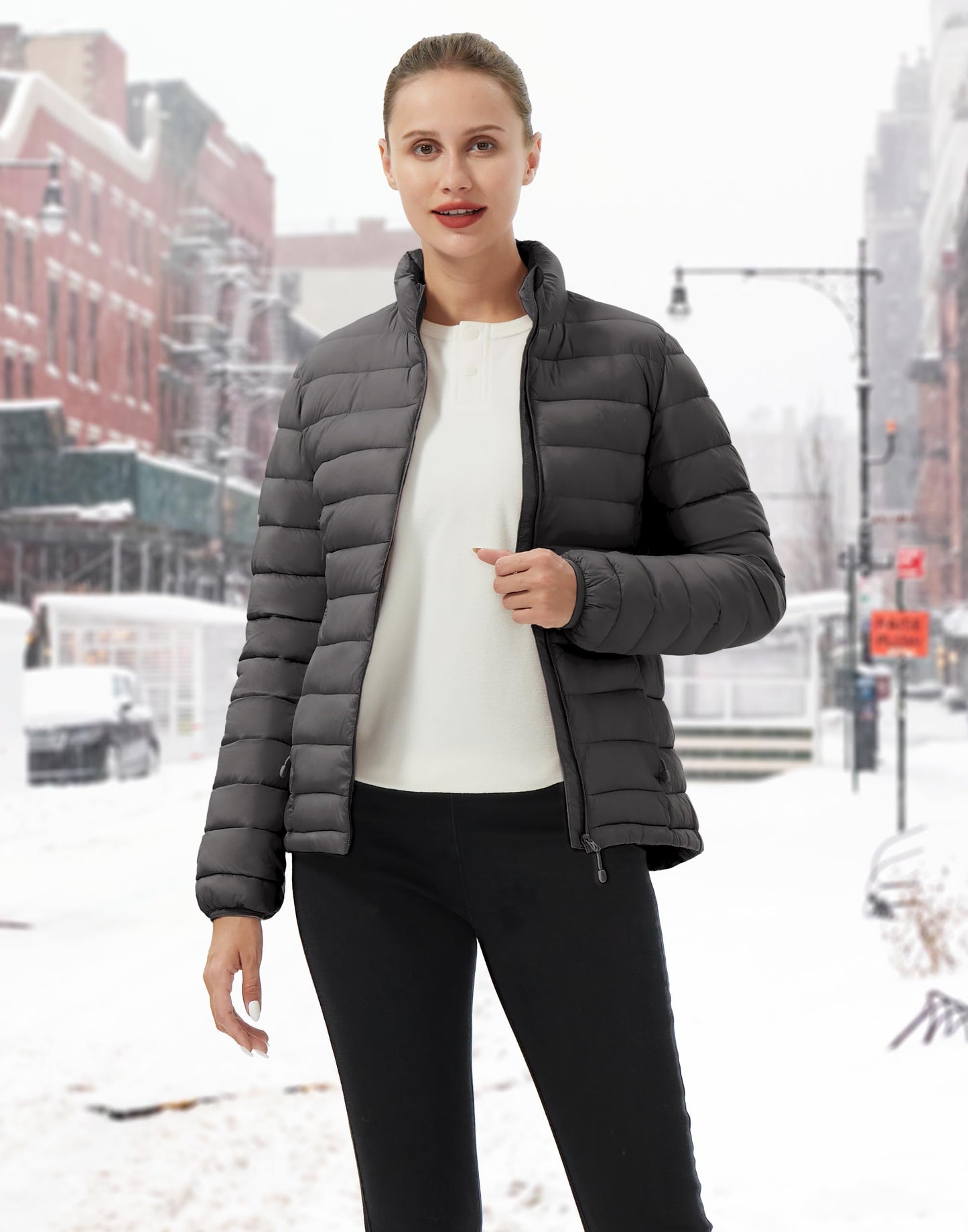 Pioneer Camp Women's Packable Puffer Jacket Winter Lightweight Quilted Coat Water-Repellent Insulated Thermal Warm Outerwear