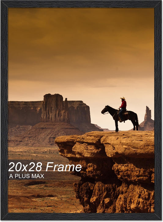 A PLUS MAX 5x7 Picture Frame Set of 6, Engineered Wood Frame Display Photo 4x6 with Mat or 5 x 7 without Mat, 5by7 Frame with Black Wood Grain for Wall - 6 Pack/Black/5"x7"