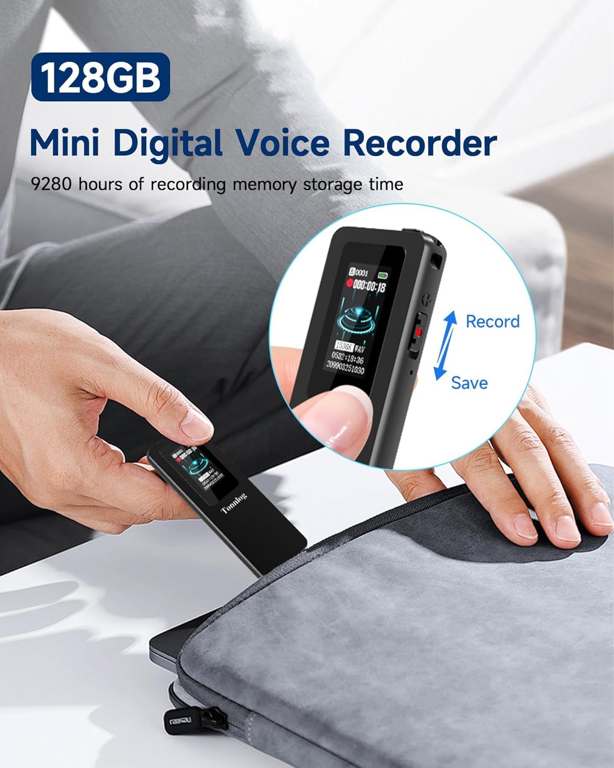 128GB Digital Voice Recorder, Tonnlog 1536Kbps Voice Activated Recorder with Playback, HD Noise Reduction for Lectures Interviews Meetings Classes