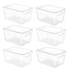 YIHONG 6 Pack Clear Pantry Organizer Bins, Plastic Containers with Handle for Kitchen,Freezer,Cabinet,Closet,Bathroom Under Sink Storage