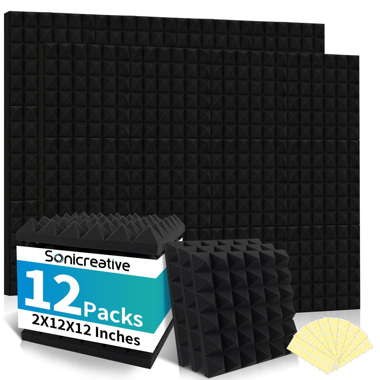Knightsacoustic 52 Pack Acoustic Foam Panels 1 X 12 X 12 Inches Sound Proof Foam Panels for Walls High Density Studio Wedge Soundproof Wall Panels Sound Proofing Acoustic Panels1
