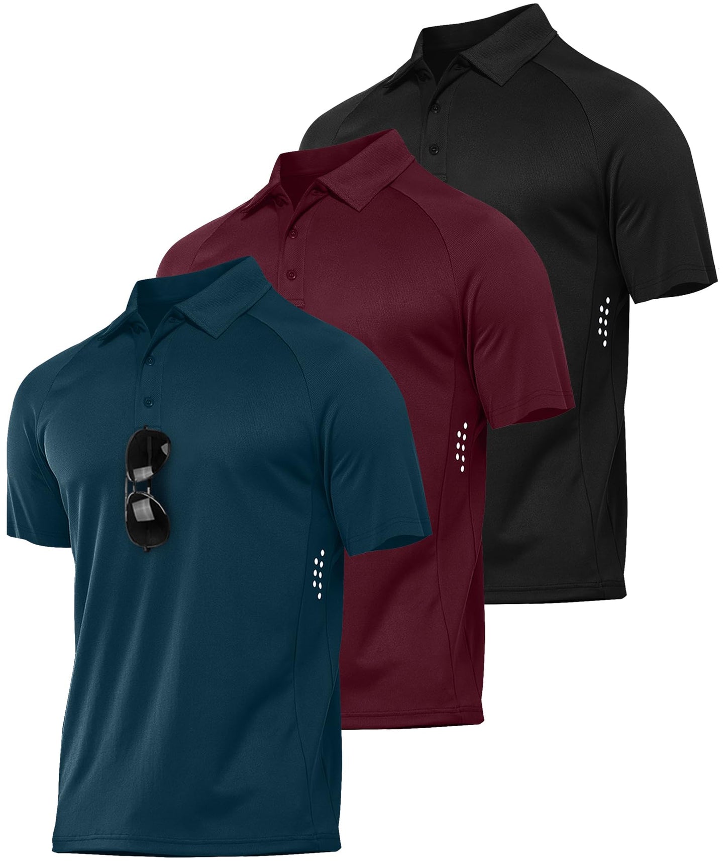 JACKETOWN 3 Pack Mens Polo Shirts Short Sleeve Golf Shirt Performance Moisture-Wicking Athletic Casual Collared Shirts