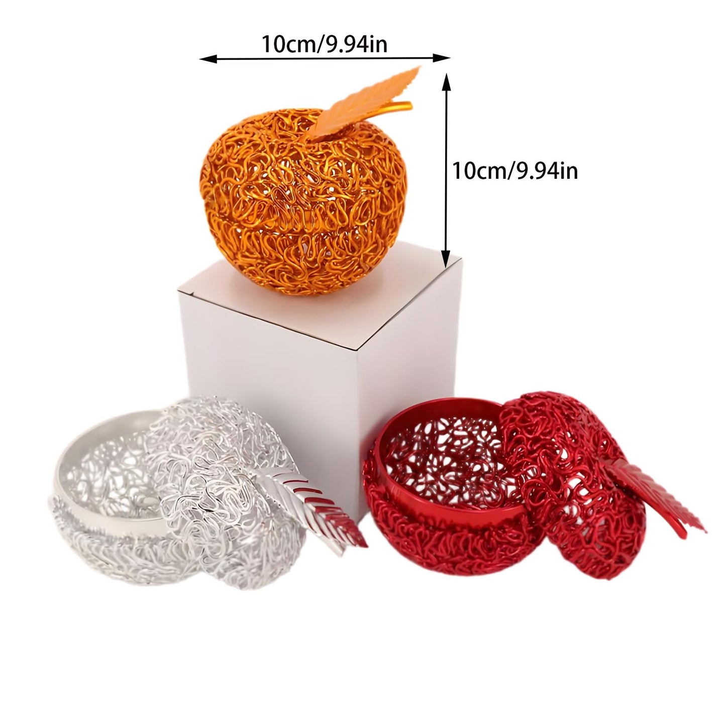 Artisan Handwoven Metal Rattan Apple Basket,Farmhouse Boho Table Centerpiece,Outdoor Kitchen Decor,Christmas Wedding Gift,Jewelry Organizer,Candy Jar,Patio Party Accent,Teacher Appreciation Keepsake