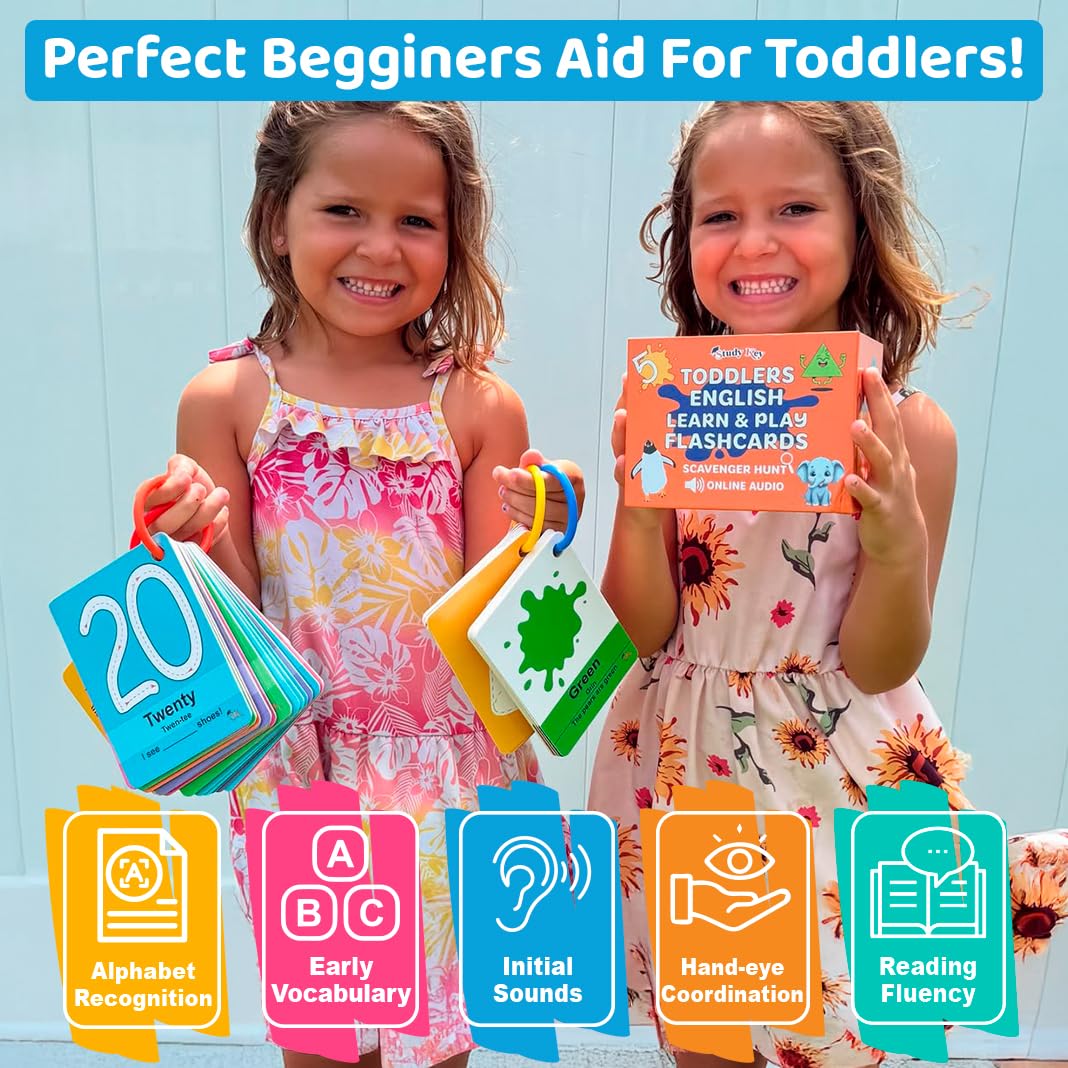 Study Key English Toddlers Flashcards – Sight Words Flash Cards for Kindergarten – Shapes, Animals, Fruits, Colors, Numbers & ABC Flash Cards for Toddlers Ages 1+