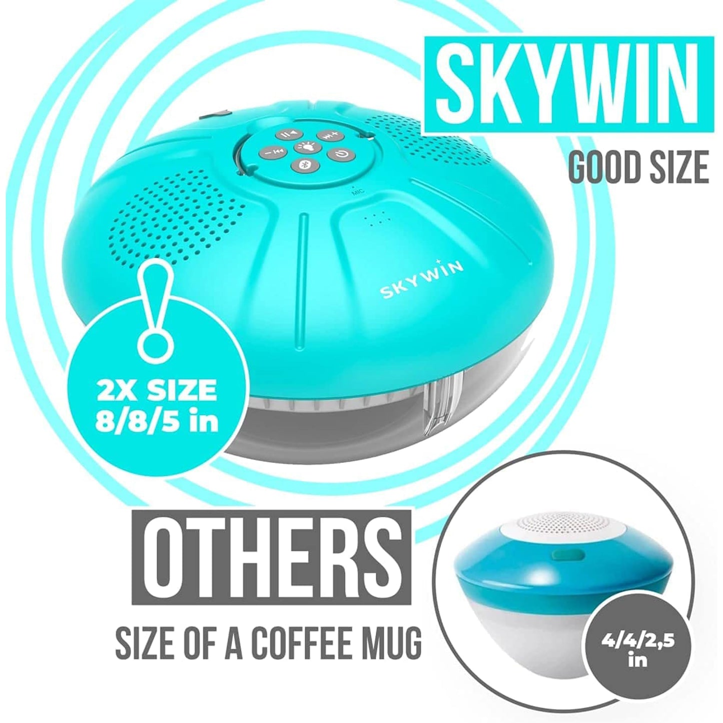 Skywin Floating Pool Speaker with Lights Accessories - Floating Pool Lights Inflatable Hot Tub Accessories - Water Resistant and Wireless