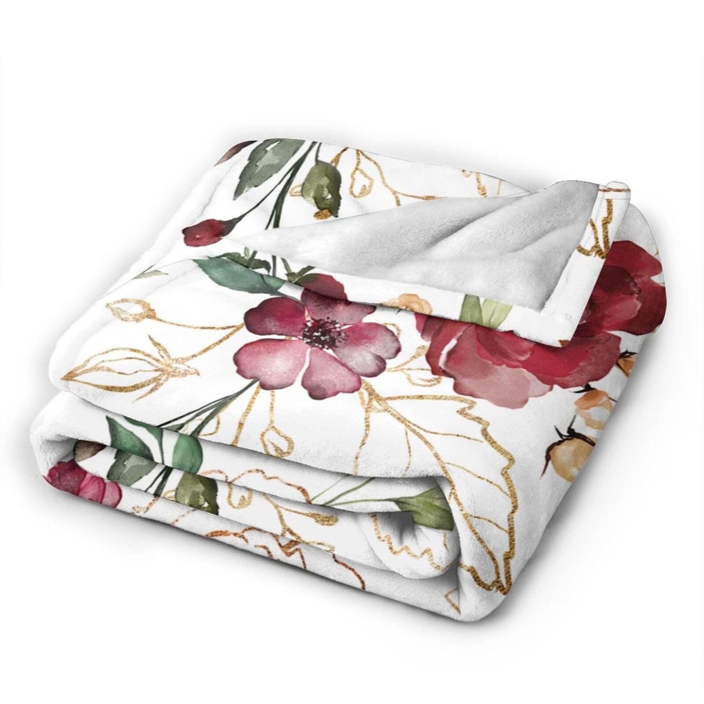 Trendy Rose Gold Flower Pretty Blanket Soft Lightweight Throw Blankets Cozy Flannel Bed Throws for Sofa Couch Travel Home Room Bedroom Decor Gifts for Girls Women Adults 60"x50"