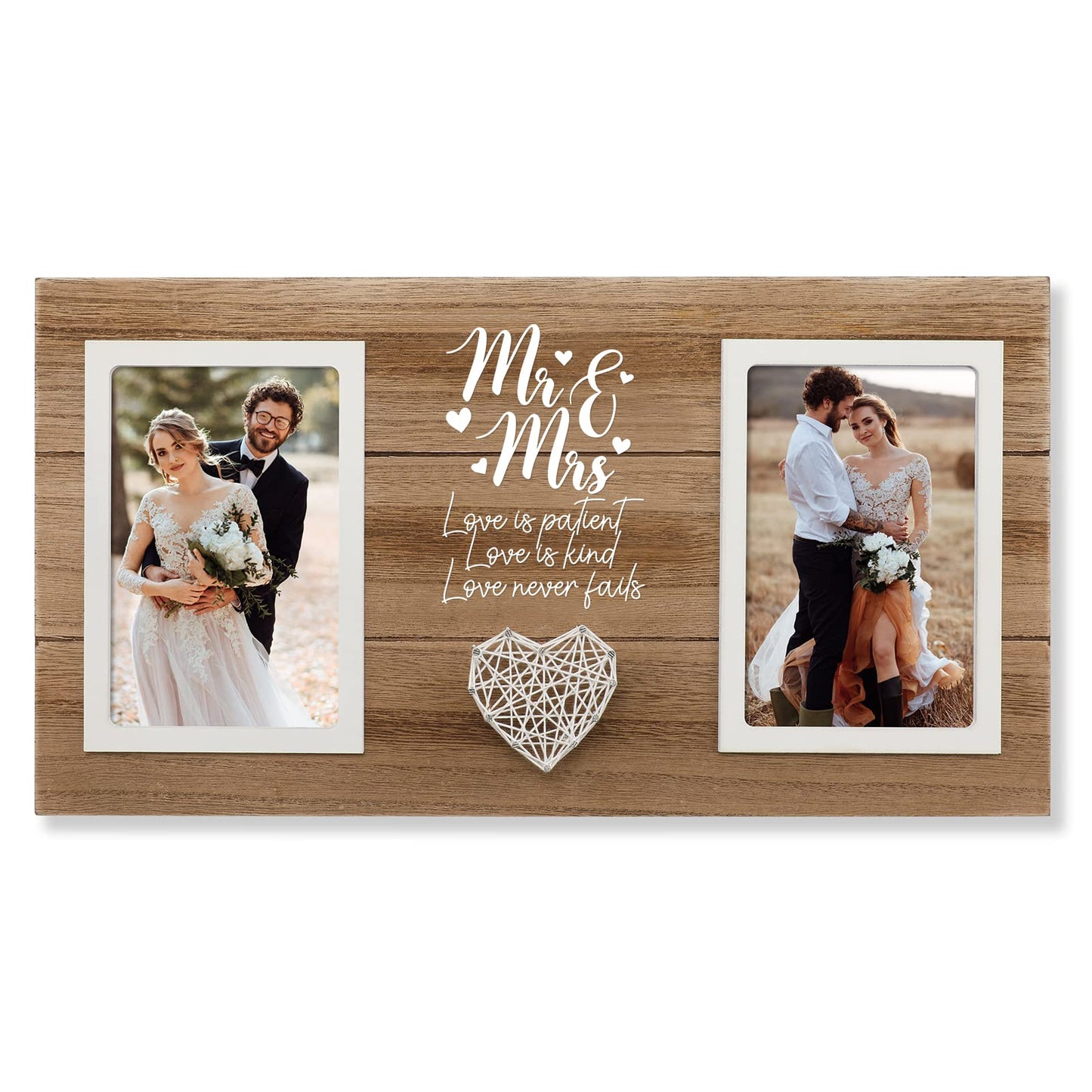 Personalized Wedding Gifts for Couples, Bridal Shower Gift for Bride, Mr & Mrs Photo Frame Holds 2pcs 4x6 Pictures, Unique Wedding Gifts for Newlyweds