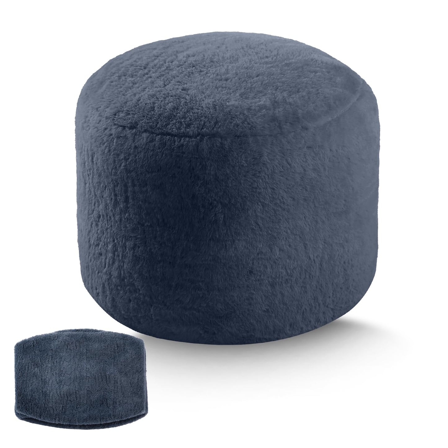 Tiita Unstuffed Pouf Ottoman Cover, Round Plush Foot Stool Cover, Foot Rest Stool Without Foam Chunk Filling, Soft Fluffy Footstool Slipcover for Living Room, Bedroom(Dark Grey)