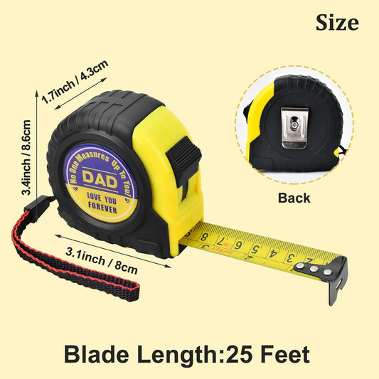 Birthday Gifts for dad Stocking Stuffers for Men Ideal Christmas Gifts Cool Gadgets for Husband Grandpa from Daughter Son Tool Woodworker Carpenter Gift, Engraved Tape Measure 25 FT