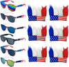 Bulk Memorial Day 4th of July Accessories, Patriotic Red/White/Blue Hat Glasses, 6 American Patriot Flag Hats Patriotic Hairy Headband and 6 American Flags Sunglasses for Costume Party Props